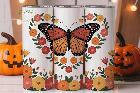 Monarch Butterfly 20oz Tumbler Wrap Sublimation PixelChick 