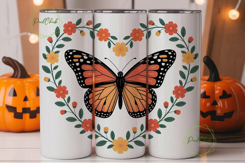 Monarch Butterfly 20oz Tumbler Wrap Sublimation PixelChick 