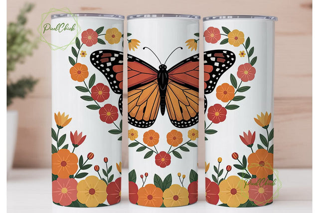 Monarch Butterfly 20oz Tumbler Wrap Sublimation PixelChick 
