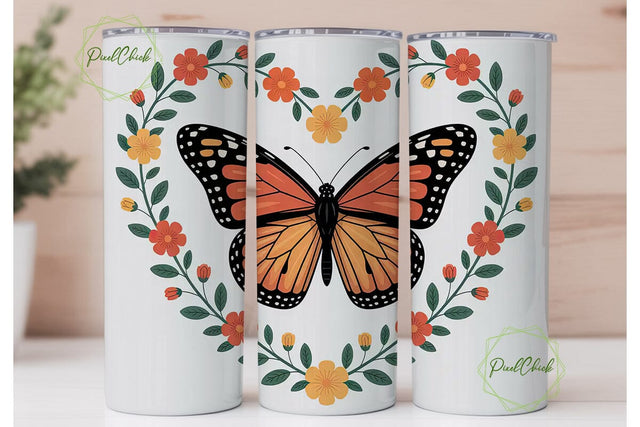 Monarch Butterfly 20oz Tumbler Wrap Sublimation PixelChick 