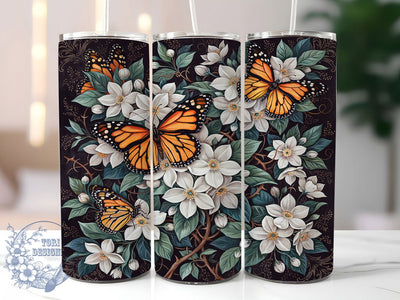 Monarch Butterfly Floral Tapestry 20oz Tumbler, Monarch Butterfly, Floral Tapestry, Nature Design, Sublimation Wrap, 20oz Tumbler, Whimsical Aesthetic, Elegant Charm Sublimation ToriDesigns 