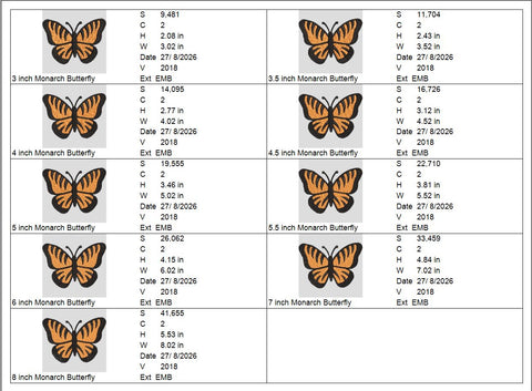 Monarch Butterfly Machine Embroidery Design – Orange Butterfly Embroidery File, Butterfly Insect Design Embroidery/Applique DESIGNS PatternFeed8 