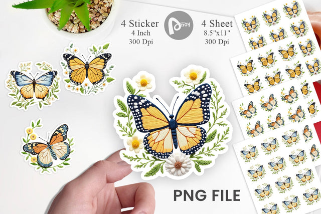 Monarch Butterfly Sticker Sublimation artnoy 