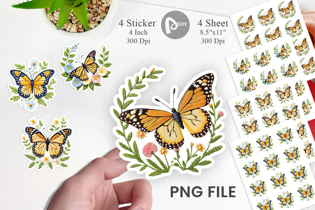 Monarch Butterfly Sticker Sublimation artnoy 