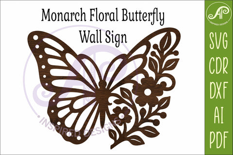 Monarch Butterfly Wall Art SVG, Modern Floral Butterfly SVG APInspireddesigns 
