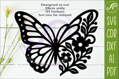 Monarch Butterfly Wall Art SVG, Modern Floral Butterfly SVG APInspireddesigns 