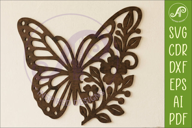 Monarch Butterfly Wall Art SVG, Modern Floral Butterfly SVG APInspireddesigns 