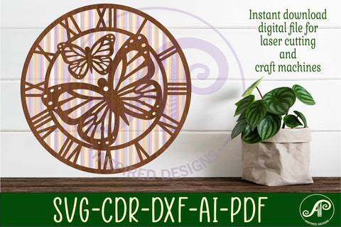 Monarch butterfly wall clock laser cut files, SVG file. SVG APInspireddesigns 