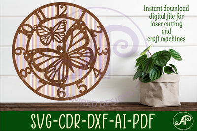 Monarch butterfly wall clock laser cut files, SVG file. SVG APInspireddesigns 