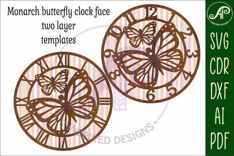 Monarch butterfly wall clock laser cut files, SVG file. SVG APInspireddesigns 