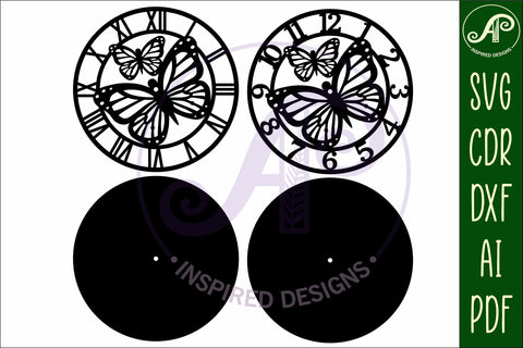 Monarch butterfly wall clock laser cut files, SVG file. SVG APInspireddesigns 