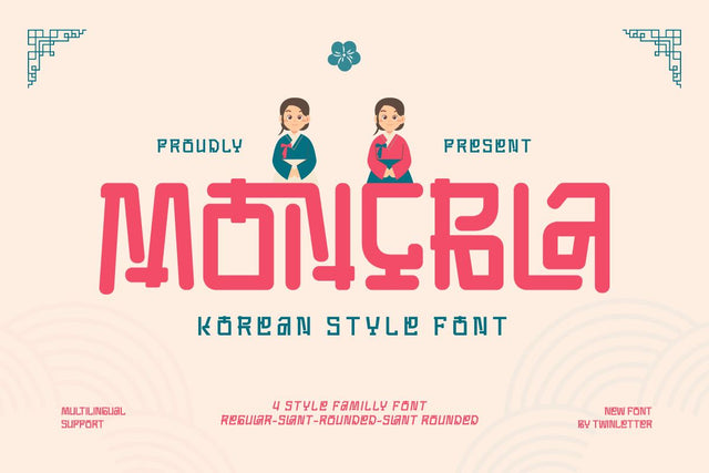 Moncbla - Korean Style Font Font twinletter 