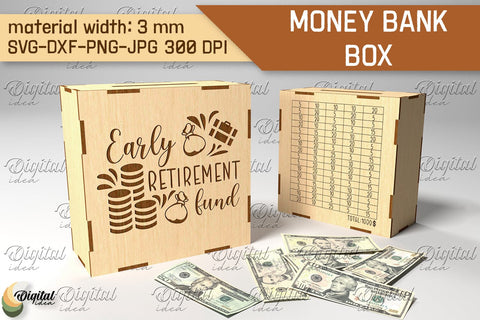 Money Bank Box SVG Bundle. Piggy Bank Laser Cut SVG Evgenyia Guschina 
