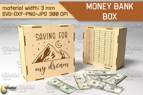 Money Bank Box SVG Bundle. Piggy Bank Laser Cut SVG Evgenyia Guschina 