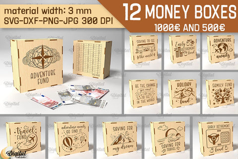 Money Bank Box SVG Bundle. Piggy Bank Laser Cut SVG Evgenyia Guschina 