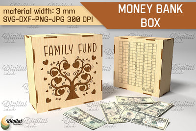 Money Bank Box SVG. Piggy Bank Laser Cut SVG Evgenyia Guschina 