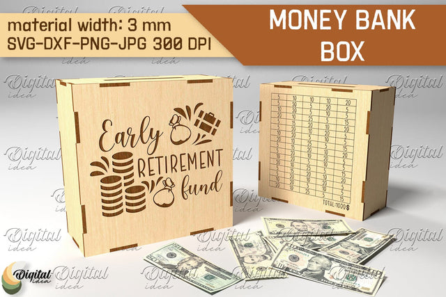 Money Bank Box SVG. Piggy Bank Laser Cut SVG Evgenyia Guschina 