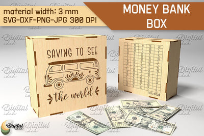 Money Bank Box SVG. Piggy Bank Laser Cut SVG Evgenyia Guschina 