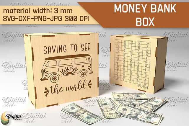 Money Bank Box SVG. Piggy Bank Laser Cut SVG Evgenyia Guschina 