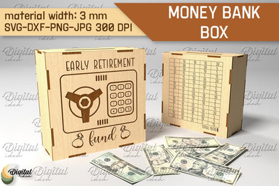 Money Bank Box SVG. Piggy Bank Laser Cut SVG Evgenyia Guschina 