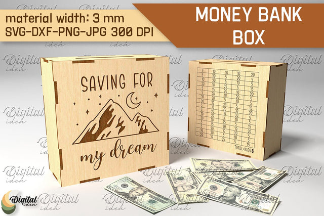 Money Bank Box SVG. Piggy Bank Laser Cut SVG Evgenyia Guschina 
