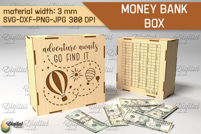 Money Bank Box SVG. Piggy Bank Laser Cut SVG Evgenyia Guschina 