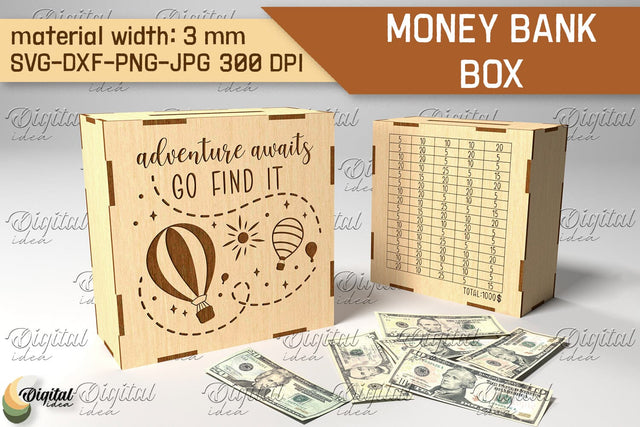 Money Bank Box SVG. Piggy Bank Laser Cut SVG Evgenyia Guschina 