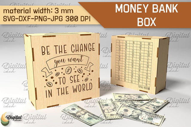 Money Bank Box SVG. Piggy Bank Laser Cut SVG Evgenyia Guschina 