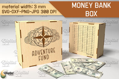 Money Bank Box SVG. Piggy Bank Laser Cut SVG Evgenyia Guschina 