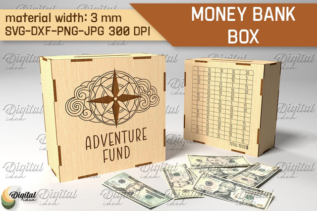 Money Bank Box SVG. Piggy Bank Laser Cut SVG Evgenyia Guschina 