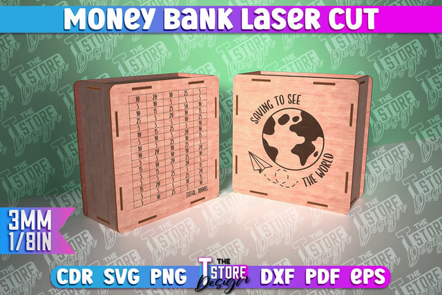 Money Bank Laser Cut | Box Laser Cut SVG Design SVG The T Store Design 
