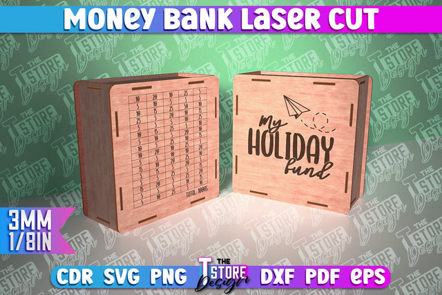 Money Bank Laser Cut | Box Laser Cut SVG Design SVG The T Store Design 