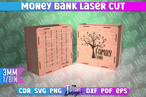 Money Bank Laser Cut | Box Laser Cut SVG Design SVG The T Store Design 