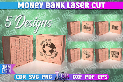 Money Bank Laser Cut | Box Laser Cut SVG Design SVG The T Store Design 