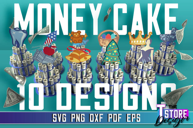 Money Cake SVG Bundle | Money Holder SVG Design | Gift SVG Design SVG The T Store Design 