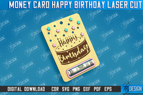 Money Card Happy Birthday Bundle | Greeting Cards | Money Card Holder | CNC File SVG Fly Design 