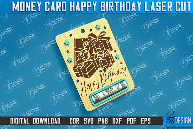 Money Card Happy Birthday | Greeting Cards | Money Card Holder | CNC File SVG Fly Design 
