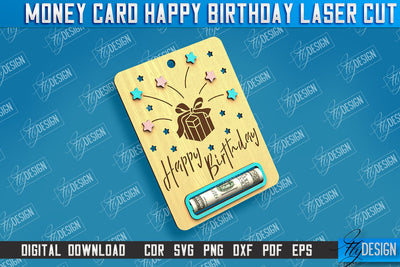 Money Card Happy Birthday | Greeting Cards | Money Card Holder | CNC File SVG Fly Design 