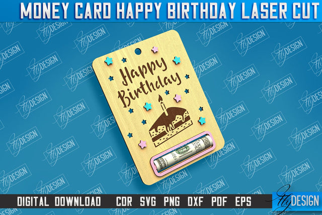 Money Card Happy Birthday | Greeting Cards | Money Card Holder | CNC File SVG Fly Design 