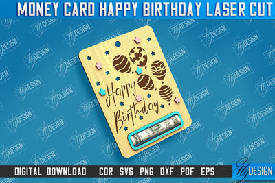 Money Card Happy Birthday | Greeting Cards | Money Card Holder | CNC File SVG Fly Design 