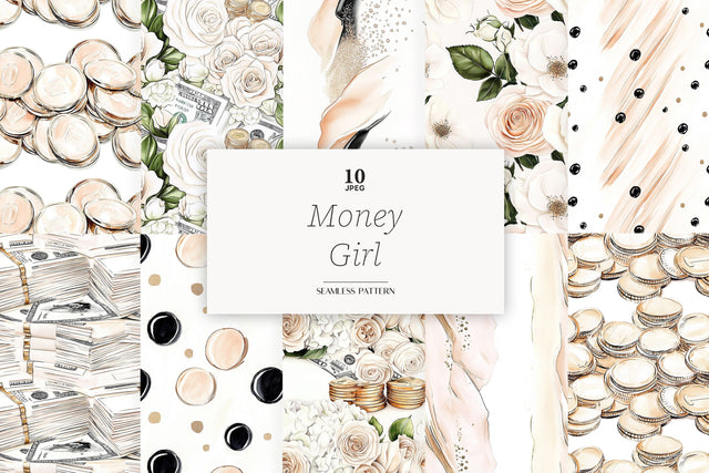 Money Digital Papers | Dollars Seamless Pattern Digital Pattern GlamArtZhanna 