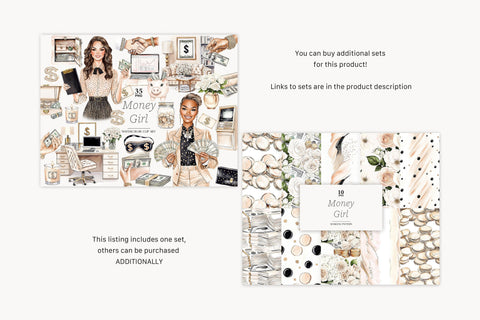 Money Girl Clipart | Business Girl Clipart SVG GlamArtZhanna 