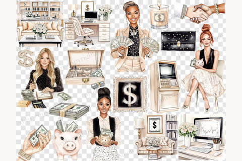 Money Girl Clipart | Business Girl Clipart SVG GlamArtZhanna 