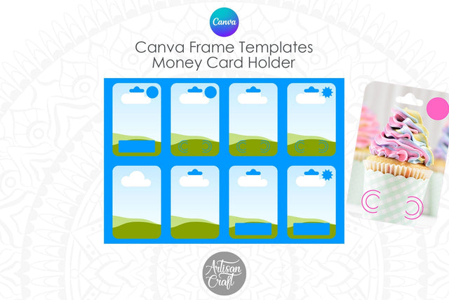 Money Holder Card Canva frames Digital Pattern Artisan Craft SVG 
