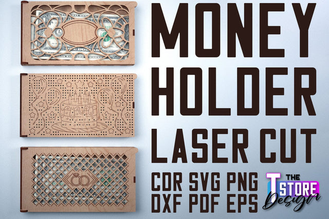 Money Holder | Money Card Laser Cut Design | Greeting Cards Design | CNC File SVG The T Store Design 
