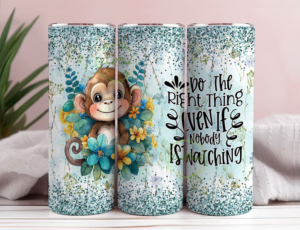 Monkey 20oz Tumbler Design, Glitter Monkey Wrap Design, Glitter Tumbler ...