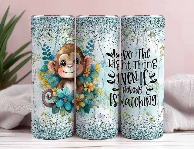 Monkey 20oz Tumbler Design, Glitter Monkey Wrap Design, Glitter Tumbler Wrap, Sarcastic Monkey Design, Floral Monkey Design, Monkeys Lover Sublimation PixelChick 