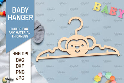 Monkey Baby Hanger Laser Cut. Kids Clothes Hanger SVG SVG Evgenyia Guschina 