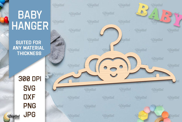 Monkey Baby Hanger Laser Cut. Kids Clothes Hanger SVG SVG Evgenyia Guschina 