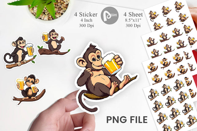 Monkey Beer Day Sticker Sublimation artnoy 
